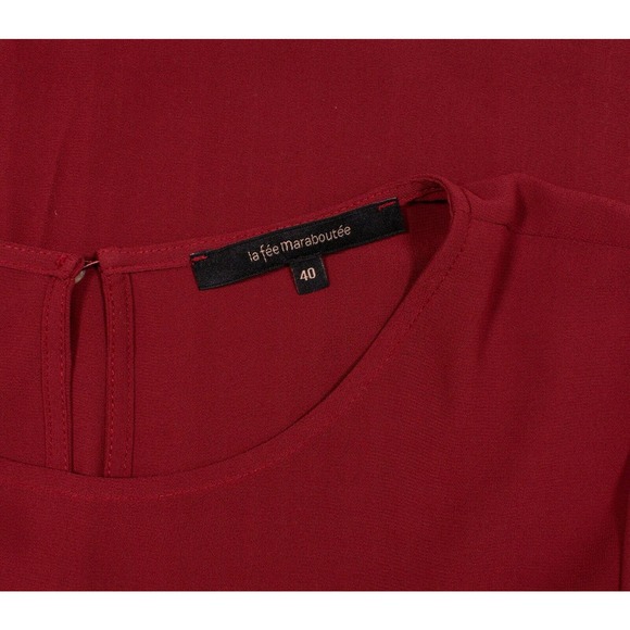 La Fee Maraboutee Red Pleated Short Sleeve Shift Mini Dress - Picture 4 of 5